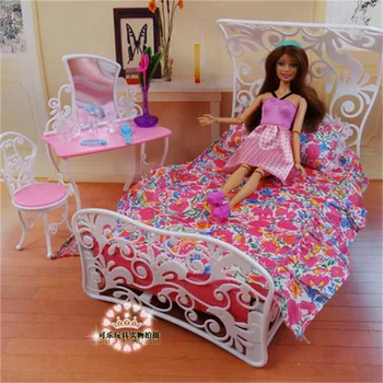 За Кукли Барби Мебелни Аксесоари Играчка Принцеса Легло Тоалетка, Стол Възглавница Кухня, Спалня Празничен Подарък за момичета направи си САМ