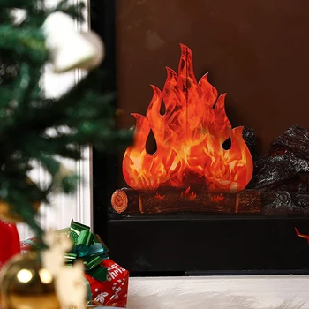 Забавен 3D Огнен Картон Щастлив Декор за парти на Хелоуин и за дома пламък Коледни украси, с блясък на Великден и Коледа Декор за парти с огън