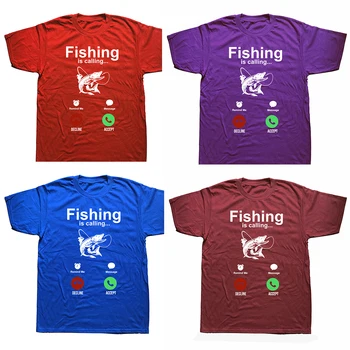 Забавен Риболов се обажда Тениски Графична памучен Градинска дрехи с къс ръкав и кръгло деколте Harajuku Негабаритная Мъжка тениска облекло