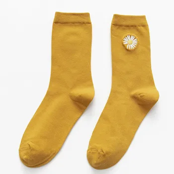 Забавни Прекрасни памучни Чорапи Дейзи Японски Момиче Цветни Дамски Чорапи Harajuku Дизайнерски Ретро Къси Чорапи Пролет Лято Happy Сокс