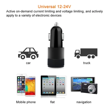 Запалката На автомобила 12 Цигара USB Автоматично Зареждане на Черен Цвят Алуминий 2-портов USB Адаптер за Зарядно Устройство за кола