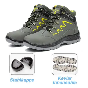 Защитни работни обувки за мъже, Водоустойчиви защитни обувки на щиколотке с противоударным стоманени пръсти Зимни обувки Мъжки строителни работници обувки