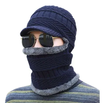 Зимна Шапка Scarf For Men Boys Warm Soft Knitted Hat Scarf ski Mask Hats Scarves Bonnets For Women Момичета шапка дамски шапка мужс