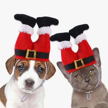 Зимна Шапка за домашни кучета, Шапка, Коледен Костюм на Котка Куче Cosplay Шапки Забавна Снимка на Мопс Подпори шапки и Аксесоари за Коледната партита