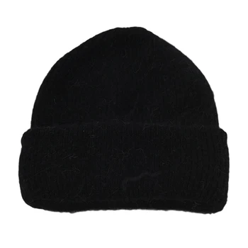 Зимна шапка от естествена кожа заек Дамска мода Топла шапка Шапки Плътен цвят Унисекс Ежедневни Еластична Капак за възрастни Шапка с Високо качество