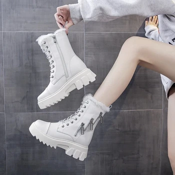 Зимни обувки Дамски обувки на платформа Дамски ботильоны 2021 Топли, уютни и меки плюшени непромокаеми зимни обувки за жени на Нови