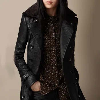 Зимно дълго яке от изкуствена кожа, дамски якета от мека кожа, модерно мотоциклетное палто, дамска мода пролет готическата черна ветровка, сексуална топло