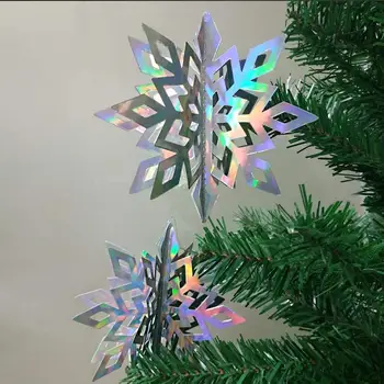 Зимно парти Хартия с Преливащи се цветове 3D Снежинки Гледна Гирлянди На Стената Рожден Ден, Сватба Детски Душ Сняг Коледна Украса