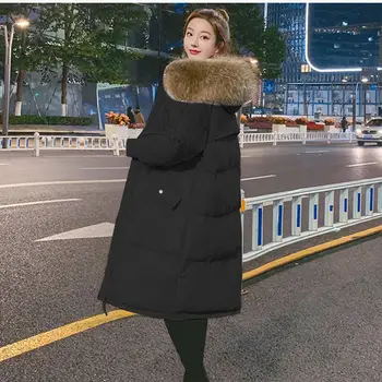 Зимно яке Нова свободна яке с памучна подплата, Дамско яке със средна дължина, с дебела студенческим пуховиком Корея яке-ватник 2021