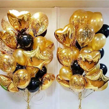 Златен Латексный балон с множество балони Конфети Декор за парти по случай рожден Ден, Сватба фестивални Балони, Момче, Момиче, Детски душ, Гелиевые топки