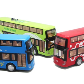 Играчки Модел Автобус Моделиране На Градския Двуетажна Екскурзия С Автобус Модел Сплав С Пълна Подсветка 1:32 Дисплей Детски Декоративни Играчки