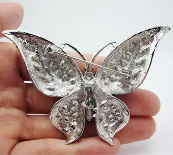 Изискана дамска брошка-пеперуда от планински кристал Красива модерен брошка-насекомо