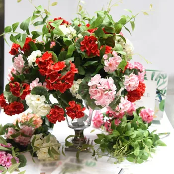 Изкуствена Здравец Червени И Розови Цветове На Растението Изкуствени Растения, Изкуствени Цветя, Парти Дневна Спалня Декорация Творчески
