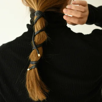 Изкуствена кожа Вратовръзки За коса Минималистичен Стил на Притежателя на cauda equina Лента Заплитане на Въжета Реколта шапки 2021 Нови Аксесоари за коса