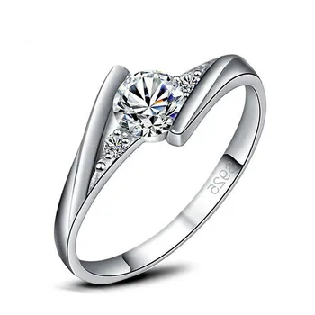 Изпрати кутия мода 925 сребро край комплект от три годежни пръстени за здравето на жените корейски бижута държава мода crystal модерен чифт # 28