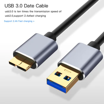 Кабел USB 3.0 за Micro B 5 GB Бърз USB Тип A Кабел за предаване на Данни Micro-B За Корпуса на твърдия диск на Корпуса на SSD Външен Твърд Диск, Кабел За свързване Диск