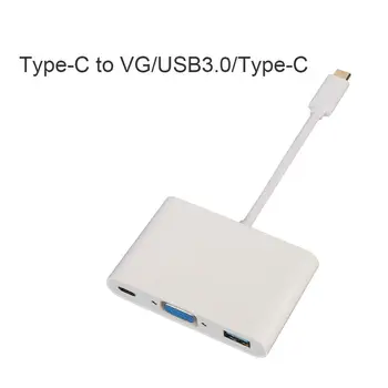 Кабел за конвертиране на видео тип C конектор VGA/USB 3.0 Концентратор на данни/C USB Зареждане 3-в-1 Многопортовый USB адаптер TYPE-C към VGA USB
