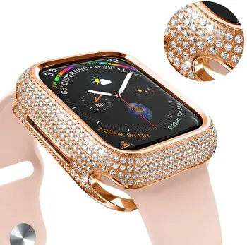 Калъф за часовници с диаманти за Apple watch 45 мм 44 мм 40 мм iWatch 7 6 5 4 SE Луксозен защитен калъф с диаманти за серия от 3 корпуса 42 мм