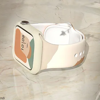 Калъф+каишка за Apple Watch 6 каишка 40 мм 44 мм 38 мм 42 мм 44 мм Силиконов спортен гривна за смарт часа iWatch серия 3 4 5 6 se каишка