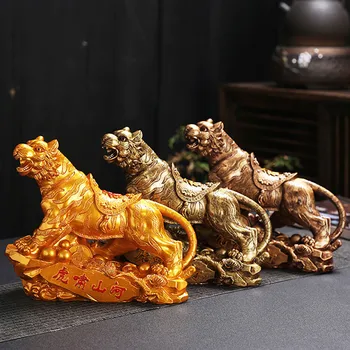 Китайската Скулптура Тигър От Смола Украса На Хола Офис Масата Украса Щастливи Пари Откриването На Housewarming Дават Подаръци, Занаяти