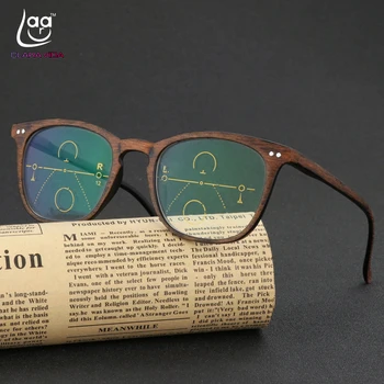 КЛАРА ВИД = Ретро Рамка от изкуствено дърво с шкурка Интелект Прогресивно Мультифокальные Търговски Очила за четене Бифокални +1 +1,25 ДО +3