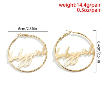 Класически Големи кръгли обеци-халки за жени Аксесоари за момичета с букви Пънк Златен цвят Обръчи за пиърсинг на ушите 2021 Тенденция бижута подаръци