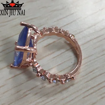 Класическо розово злато с уникален дизайн сапфирен пръстен с вграден цирконии CZ дамски официални украса модерен подарък темперамент женски пръстен