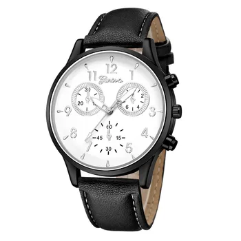 Кожени Бизнес мъжки Кварцов часовник-добра марка на Луксозни Спортни За мъжете Ежедневни Женевские ръчен часовник Relogio Masculino