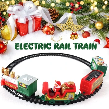 Коледен Влак Играчки Набор от Електрически Железопътни Пътища Дядо Коледа Кола Локомотив Детски Пъзел Развитие Играчка За Рожден Ден, подарък за Коледа