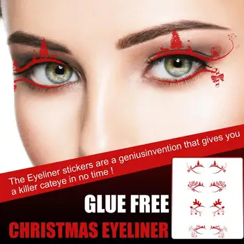 Коледен Грим Водоустойчив издръжливи повърхности бързо съхнещи Временни Етикети за сенки за очи За жени Козметика за грим