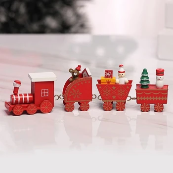 Коледен Дървен Влак Весели Коледни Украси Коледна Украса За Дома На Масата 2021 Ноел Навидад Коледни Подаръци За Нова Година 2022