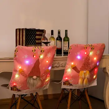 Коледен Калъф за стол с подсветка Rose Покритие За стола Празничен Декор за парти маса за Хранене, Кухненски Калъф за стол Коледна украса