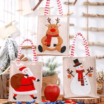 Коледен подаръчен Пакет 2022 Нова Бельо Джутовая Чанта Коледна торбичка за бонбони, Коледни Украси, Коледни Джутовые Чанти на Дядо Коледа