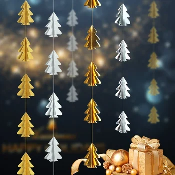 Коледна Украса Триизмерна Украса На Коледната Елха Прозорец Вечерни Висящи Коледна Украса Дръпна Флаг Начало Декор