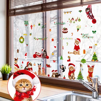 Коледни Стикери За прозорците весела Коледа Декорации За Дома Коледна Стикер На Стената Детска стая Стикери За Стена Коледни Етикети
