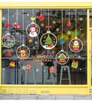 Коледни Стикери За Прозорците На Дядо Коледа Стенни Украси Коледна Висулка С Коледа За Дома Честита Нова Година 2021 Ноел