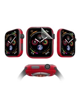 Комплект протектори Mocoll Apple Watch 44 мм за гланцов дисплей (2 бр) и корпуса (2 бр.) метален цвят червен