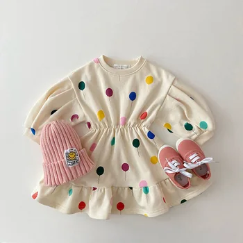 Корейски Детски бебешки комплекти дрехи с въздушно топка за момичета и момчета, Памучни блузи+Панталони 2 бр. Комплекти Спортен костюм Детски дрехи