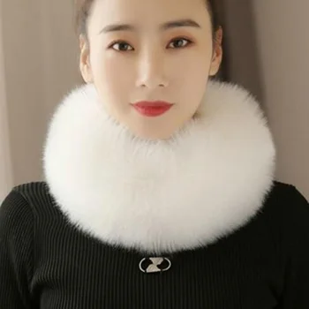 Корейски жени Изкуствена Кожа Заек Колоездене Защита на Врата Външен Яка Снуд Зимата Плюшено Сгъсти Защитен Шиен Отдел на гръбначния Стълб Топъл Шал Q18