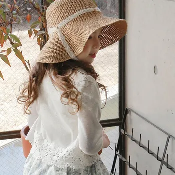 Корейски Пуловер за малки момичета Лято Есен Финото дантелено палто в стил мозайка 2 3 4 5 6 години