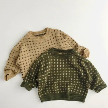 Корейски Стил Детски Пуловери за момичета и момчета от Есен Зима Детска вязаная облекло с дълги ръкави Детски възли пуловер Пуловер