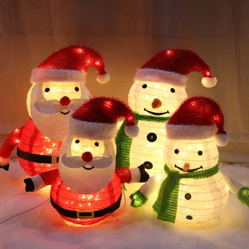 Красиво украсени снежен човек и лосове за Коледа от ковано желязо Навидад лека нощ Натальный Снежен човек кукла декорация на дома