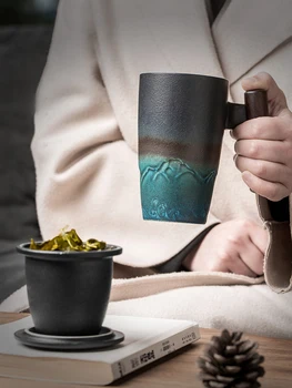 Креативна Ретро-Чаша Керамична Голяма Чаена Чаша Кафе Керамична Чаша за Ръчно изработени Чаши и Чаши за Бизнес-подаръчен комплект Bol Traditionnel Chinois