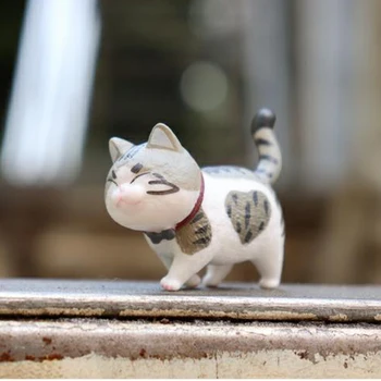 Кукла-котка Бижута ръчна изработка Креативна Силна Скъпа играчка от PVC, Подарък за щастливите деца, Сиво Колекция, Украса на дома, Камбанка