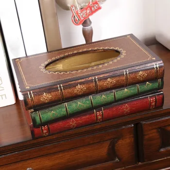 Кутия за салфетки във формата на книга, Кутия за салфетки, Луксозна кутия, Държач за кърпички, Пръстен, Кутия за съхранение на тъкани, Елегантна декорация на дома