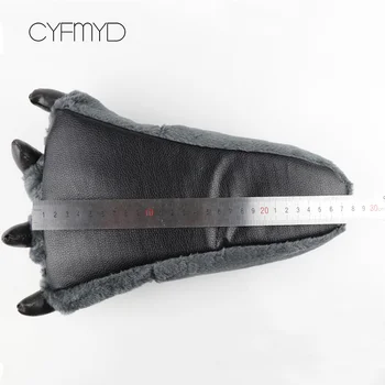 Къси плюшени чехли за мъже зимни домашни обувки тотемный мечи нокът 2019 модерни синтетични мъжки чехли от флока голям размер 42-45