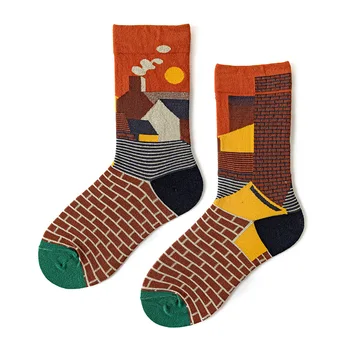 Литературни Ретро Дамски/ мъжки чорапи с анимационни принтом Креативни Модни персонализирани Чорапи Новост Зимни топли и удобни памучни чорапи