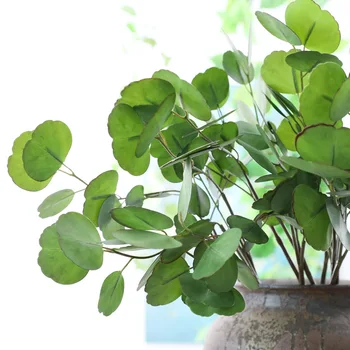 Луксозна 3D печат Изкуствени растения, евкалипт за коледа сватбена украса фалшиви растения домашен интериор изкуствена зеленина