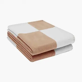 Луксозна Марка H Кашемировое одеяло Вязаное на една кука Мек Вълнен Шал Шал Преносим Топло одеяло на Дивана-легло За меко одеяло