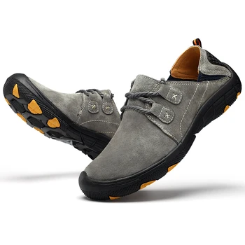 Луксозна марка мъжки обувки 2022 г. Нова Ежедневни градинска обувки от естествена кожа Нескользящая износостойкая каучукови обувки за пътувания извън пътя на плоска подметка